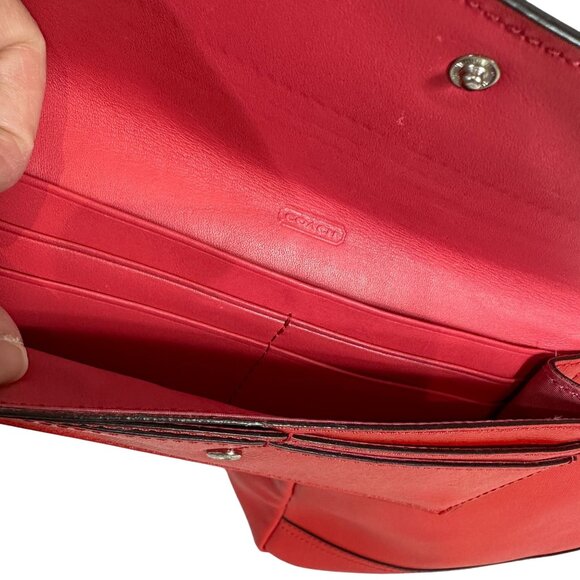 Coach Red Shoulder Tote Bag Top Zip Big Saffiano Leather + Red Wallet Set 23821 - Picture 15 of 15